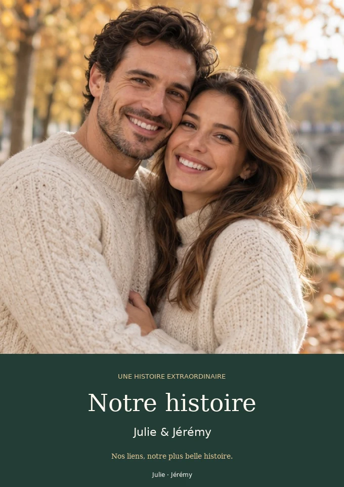 Le film de notre histoire — exemple avec photos fictives