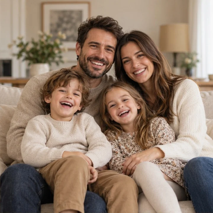 Photo originale d'une famille fictive avant transformation