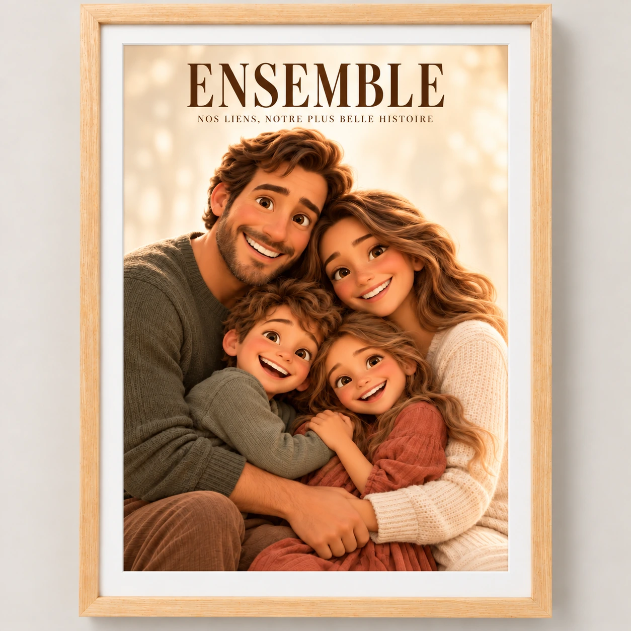 Exemple illustratif de portrait familial en cadre Palerme 30 × 40 avec passe-partout